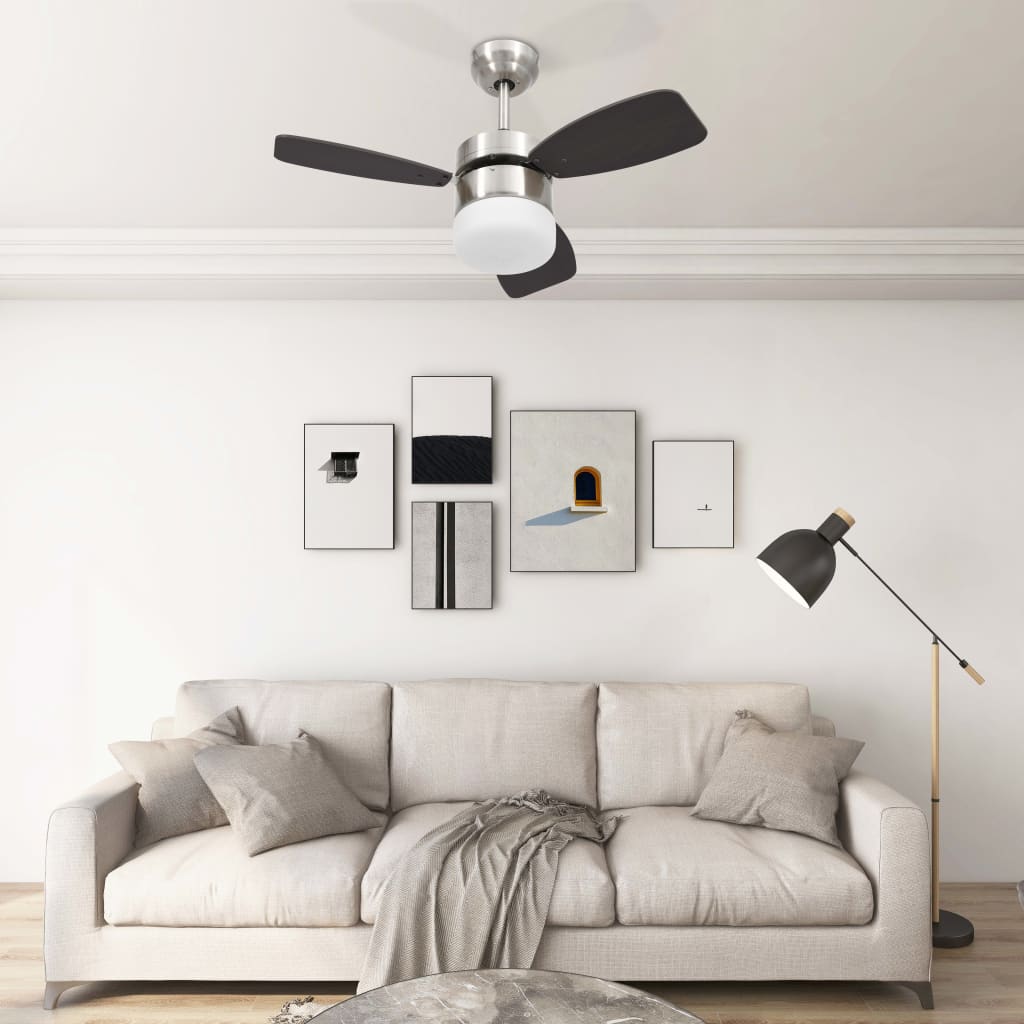 Ceiling Fan with Light and Remote Control 76 cm Dark Brown - Discount Dealers
