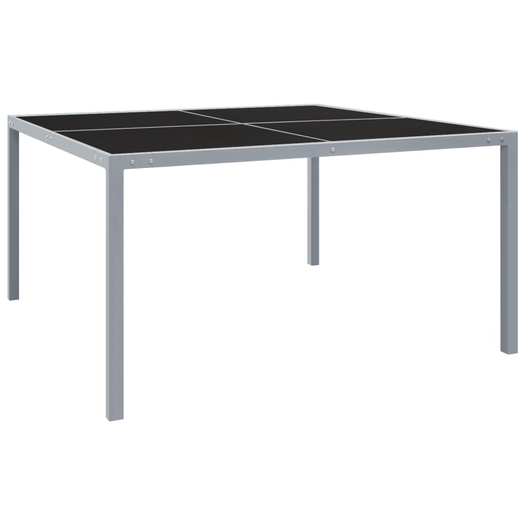 Garden Table 130x130x72 cm Grey Steel and Glass - Casper Homes