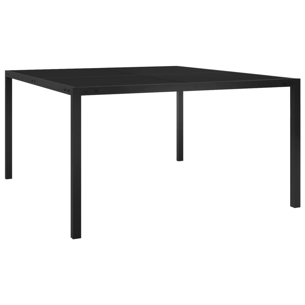 Garden Table 130x130x72 cm Black Steel and Glass - Style and Chic