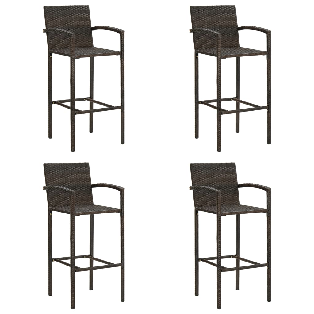 Bar Stools 4 pcs Brown Poly Rattan - Merkel Designers