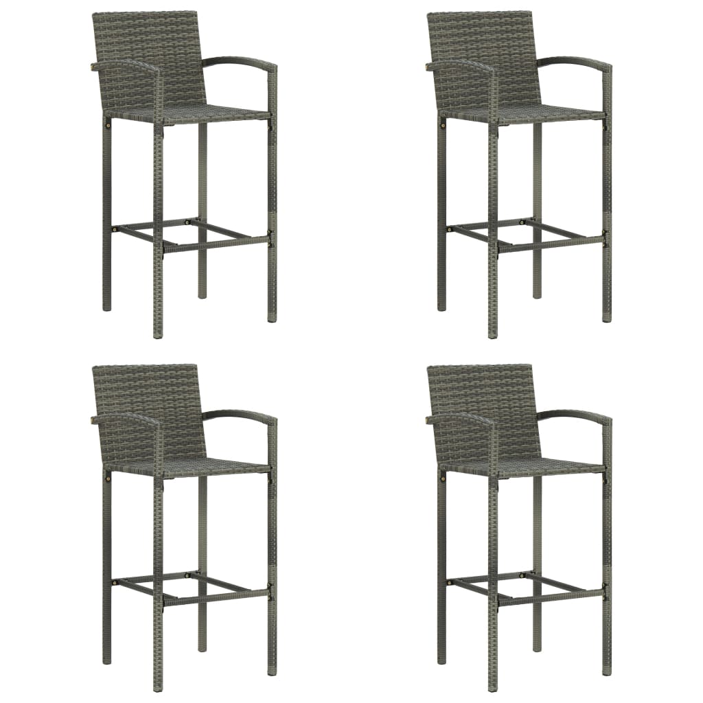 Bar Stools 4 pcs Grey Poly Rattan - Sid & Sam