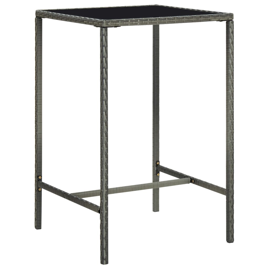 Garden Bar Table Grey 70x70x110 cm Poly Rattan and Glass - Style and Chic
