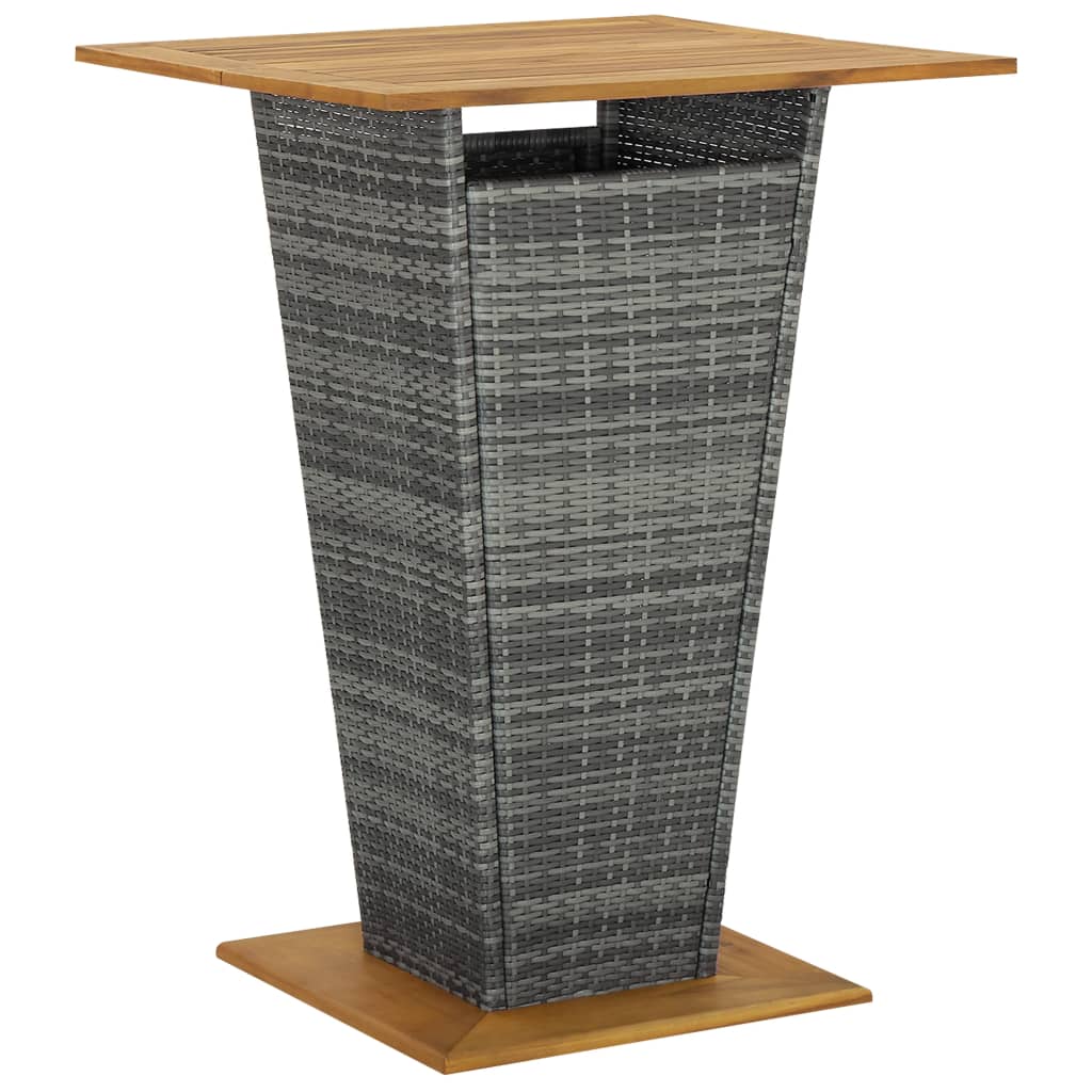 Bar Table Grey 80x80x110 cm Poly Rattan and Solid Acacia Wood - Millennium Furniture