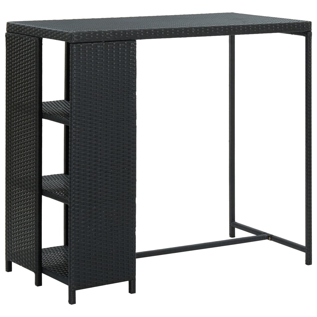 Bar Table with Storage Rack Black 120x60x110 cm Poly Rattan - Brittle & Co