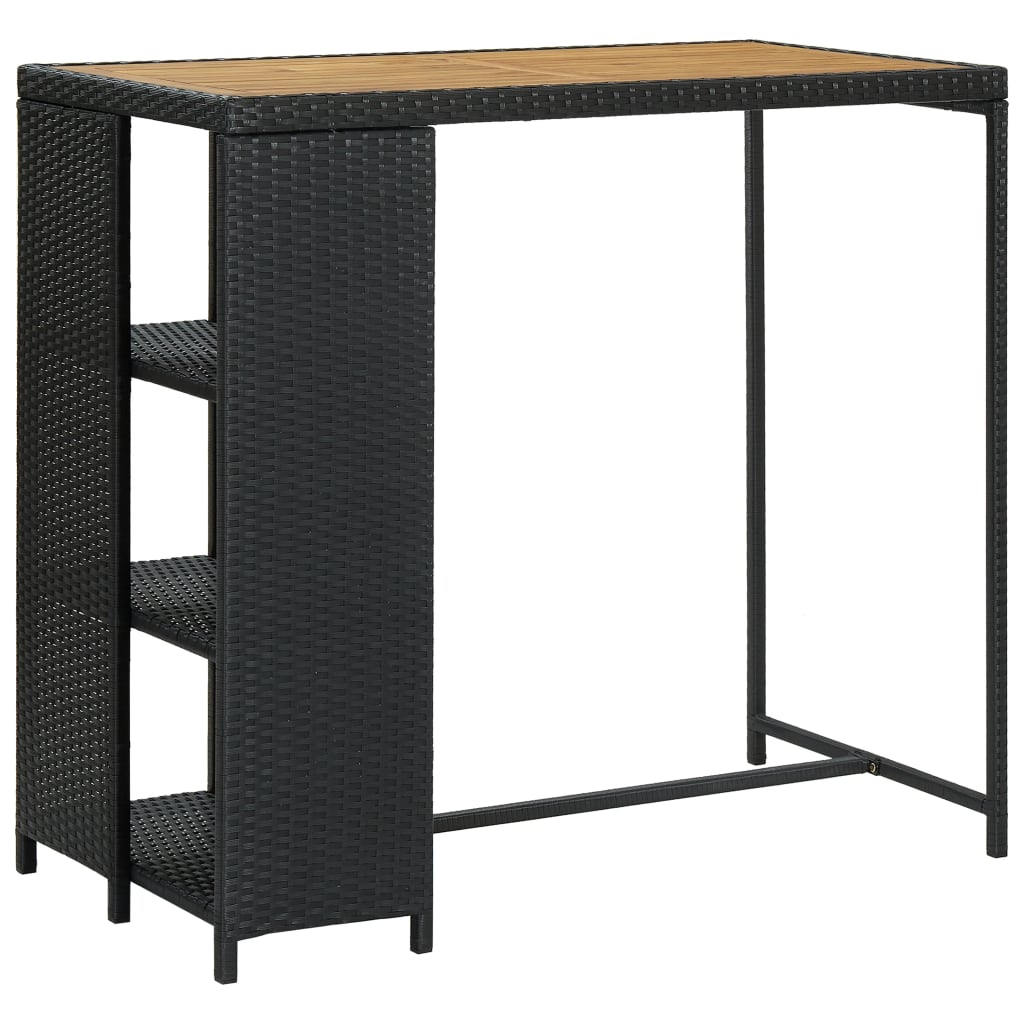 Bar Table with Storage Rack Black 120x60x110 cm Poly Rattan - Discount Dealers