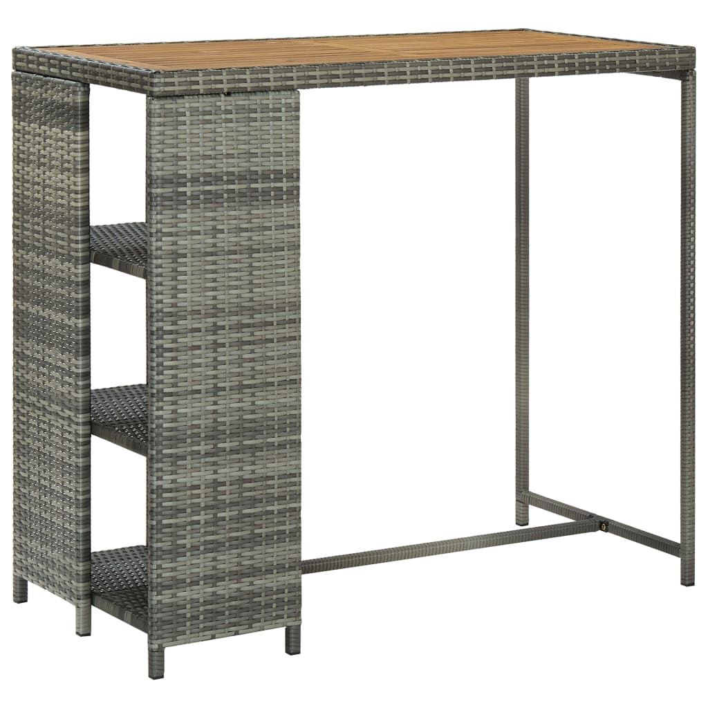 Bar Table with Storage Rack Grey 120x60x110 cm Poly Rattan - Direct Imports