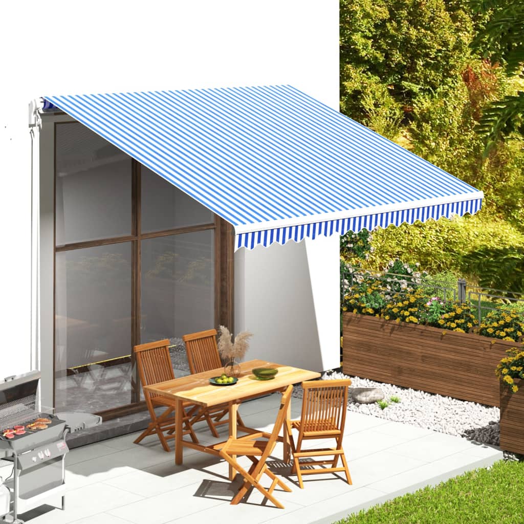 Replacement Fabric for Awning Blue and White 4x3.5 m - R and M Furniture