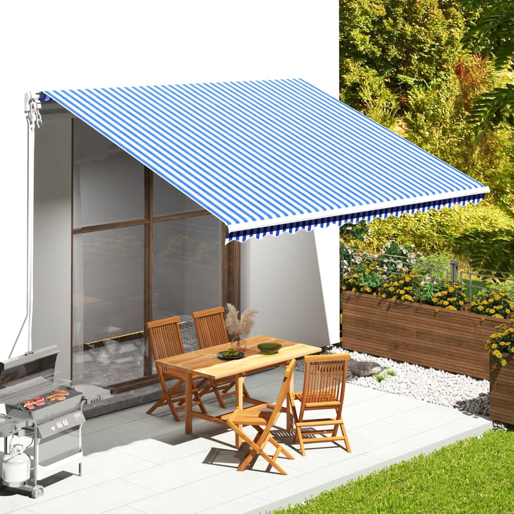Replacement Fabric for Awning Blue and White 4.5x3.5 m - Decor Base