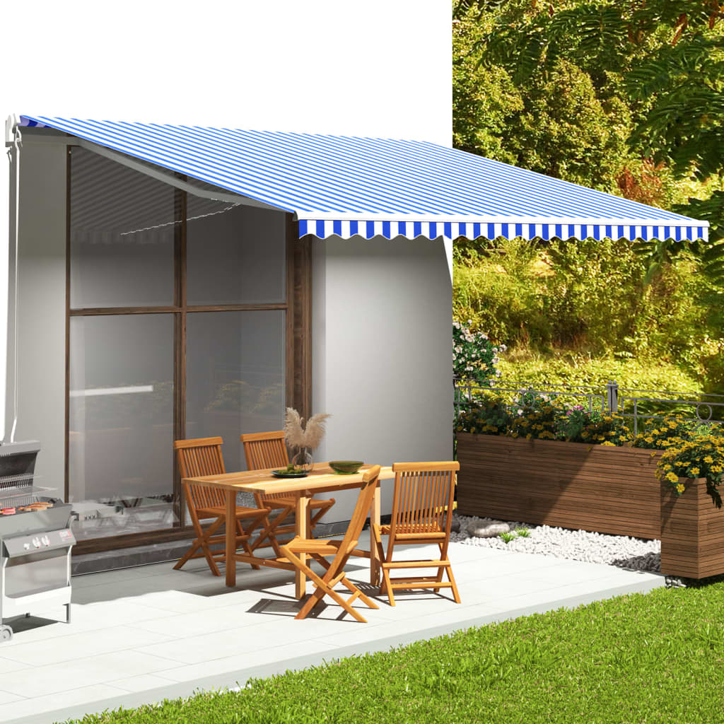 Replacement Fabric for Awning Blue and White 5x3.5 m - Decor Base