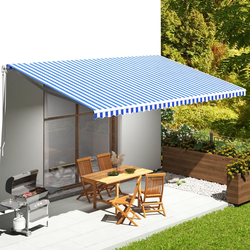 Replacement Fabric for Awning Blue and White 6x3.5 m - R and M Furniture