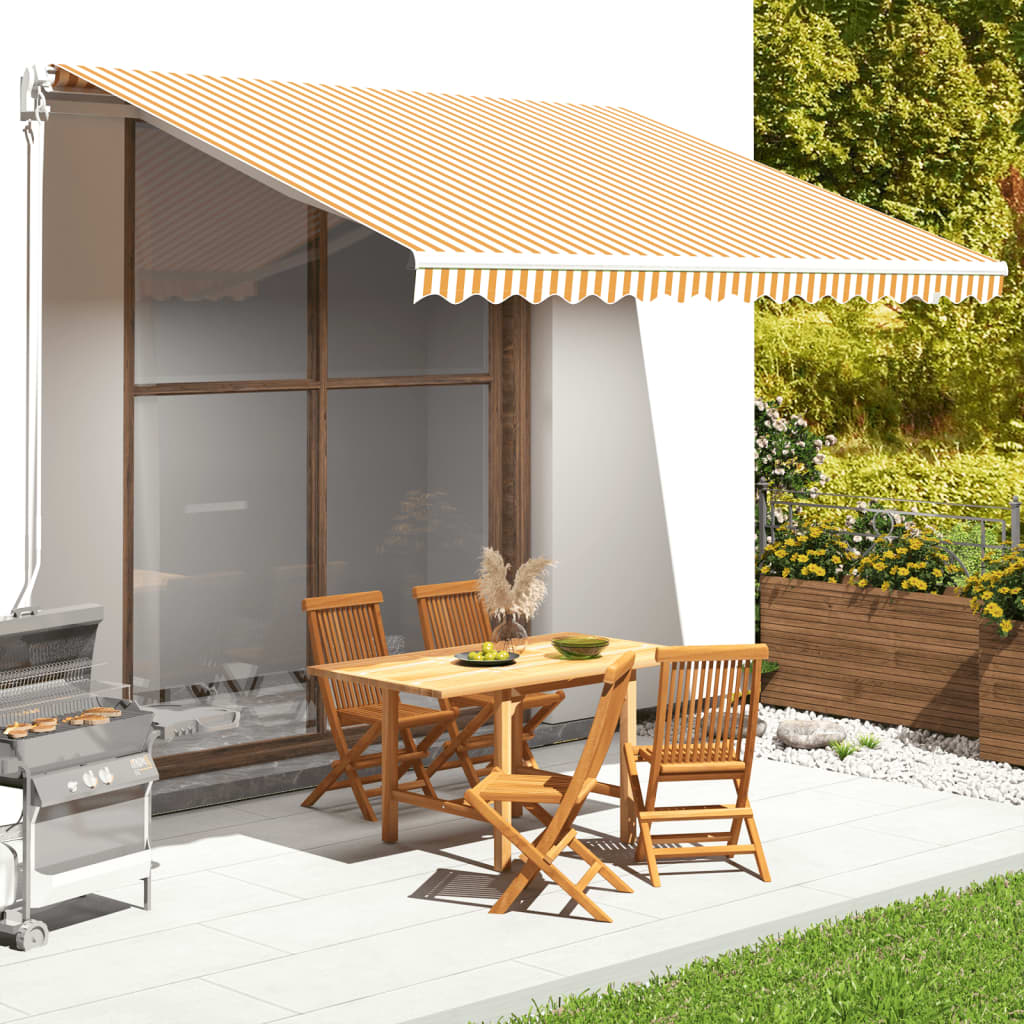 Replacement Fabric for Awning Yellow and White 4x3.5 m - Design Hut