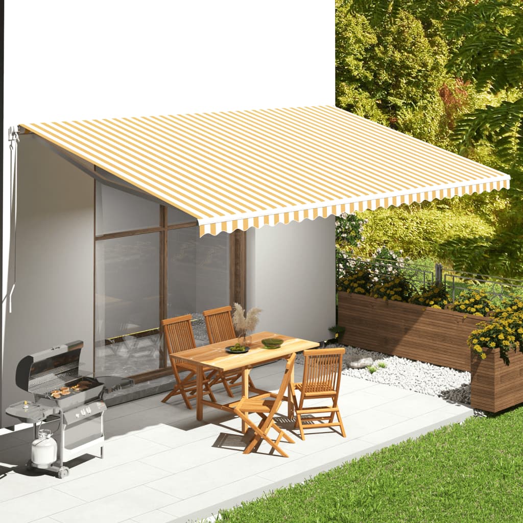 Replacement Fabric for Awning Yellow and White 6x3.5 m - Design Hut
