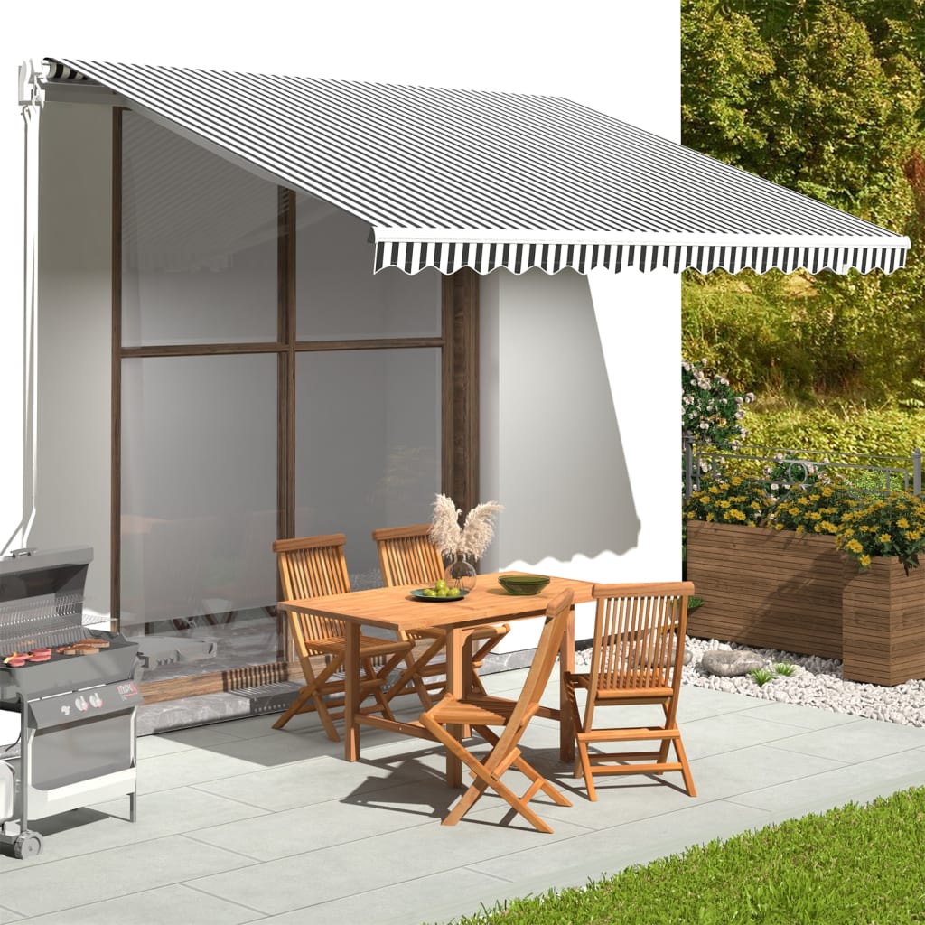 Replacement Fabric for Awning Anthracite and White 4x3.5 m - Decor Base