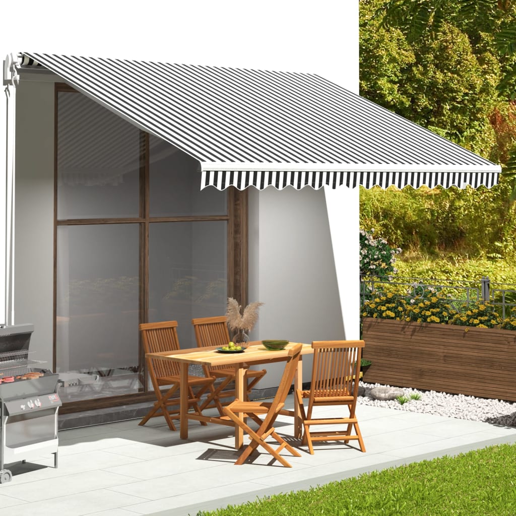 Replacement Fabric for Awning Anthracite and White 4.5x3.5 m - Design Hut