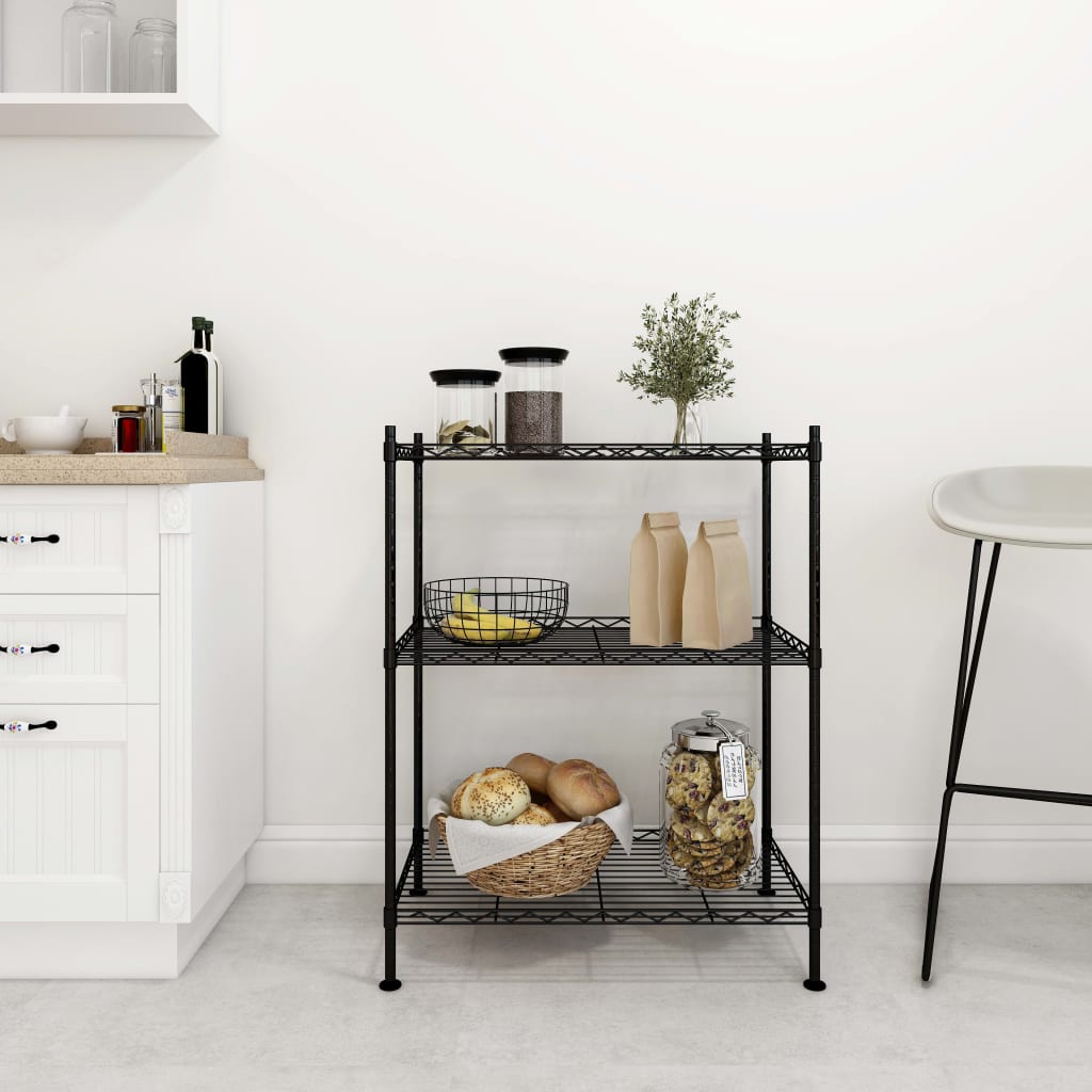 3-Tier Storage Rack 60x35x76 cm Black 150 kg - Casper Homes
