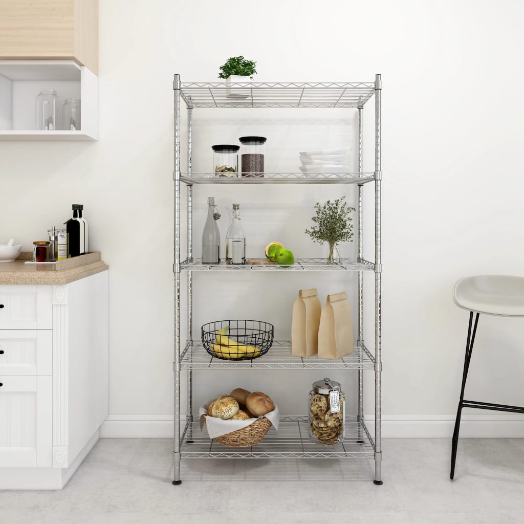 5-Tier Storage Shelf 90x35x180 cm Chrome 250 kg - Merkel Designers