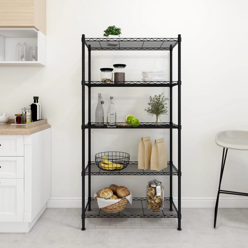 5-Tier Storage Shelf 90x35x180 cm Black 250 kg - Merkel Designers