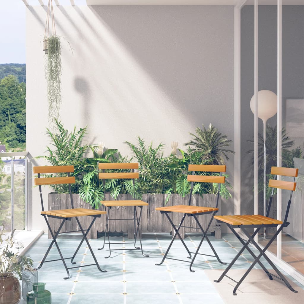Folding Bistro Chair 4 pcs Solid Acacia Wood - Millennium Furniture
