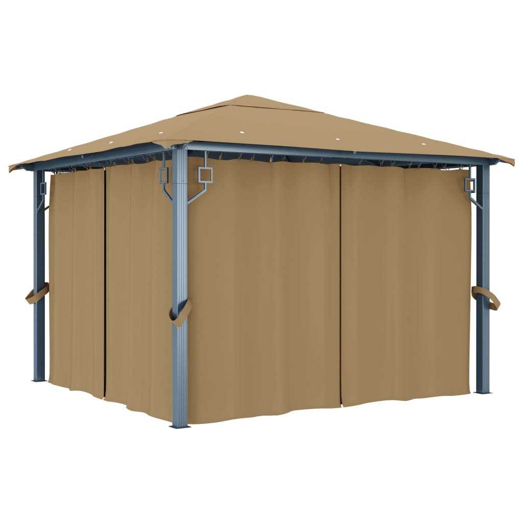 Gazebo with Curtain 300x300 cm Taupe Aluminium - All Things Good