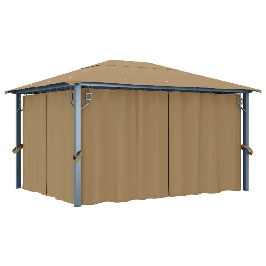 Gazebo with Curtain 400x300 cm Taupe Aluminium - Sid & Sam