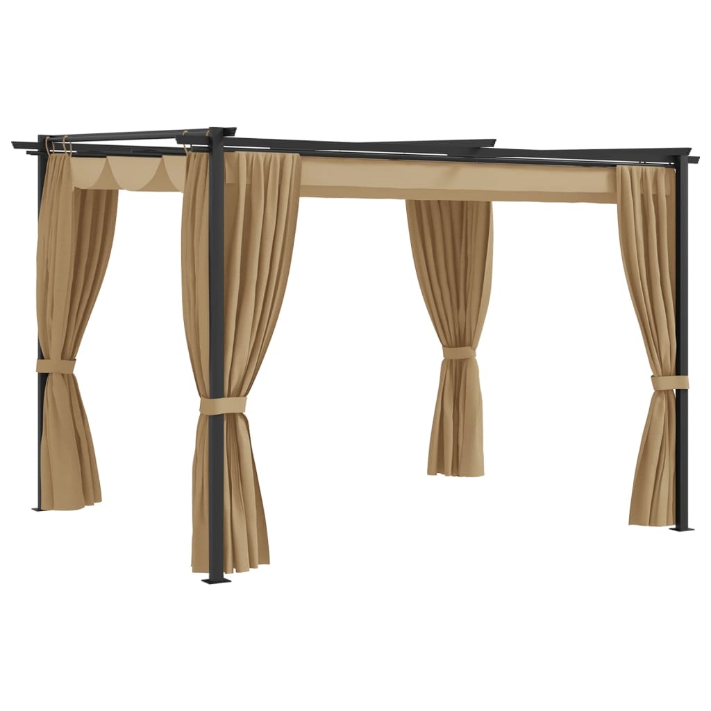 Gazebo with Curtains 3x3 m Taupe Steel - The Home Maker