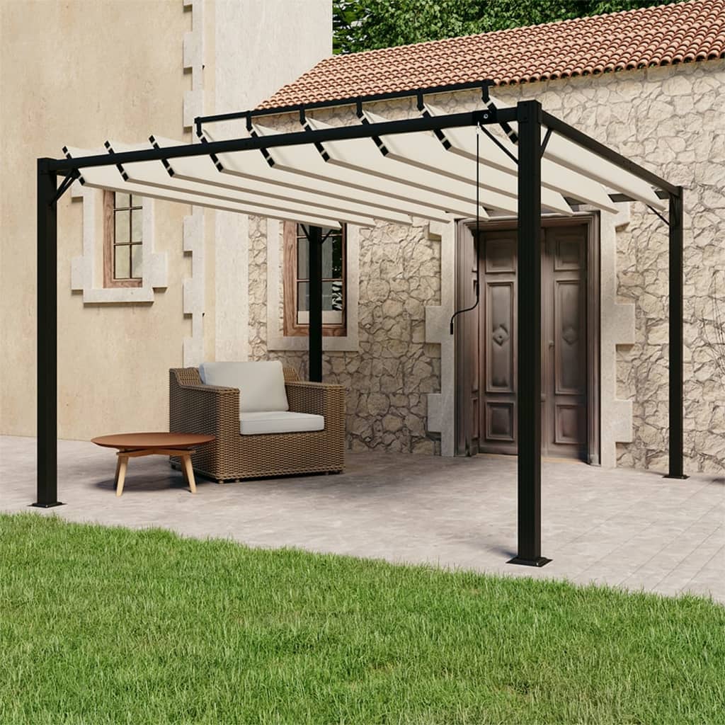 Gazebo with Louvered Roof 3x3 m Cream Fabric and Aluminium - Sid & Sam
