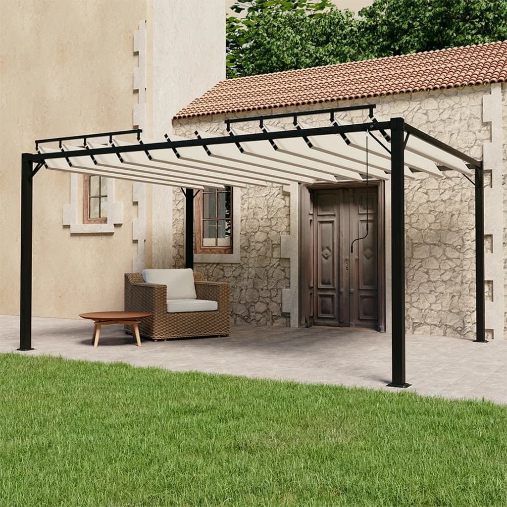 Gazebo with Louvered Roof 3x4 m Cream Fabric and Aluminium - Brittle & Co