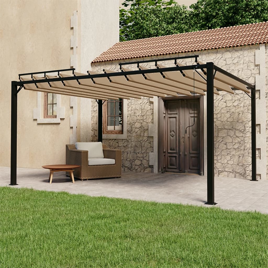 Gazebo with Louvered Roof 3x4 m Taupe Fabric and Aluminium - Direct Imports