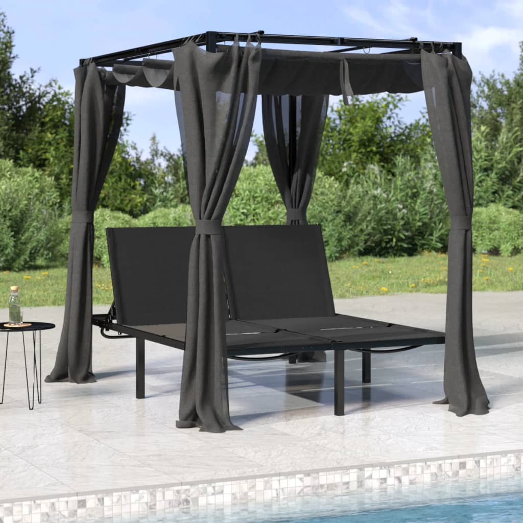 Double Sun Lounger with Side and Top Curtains Anthracite - Merkel Designers