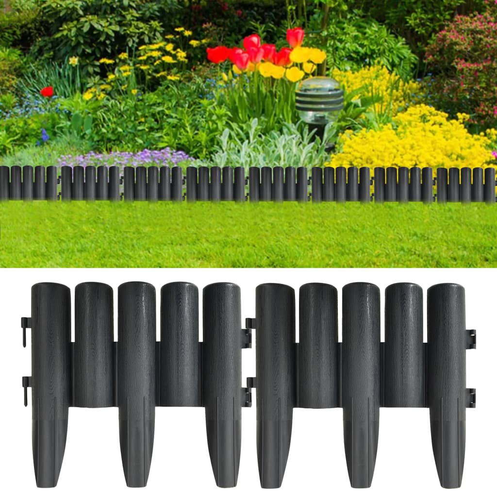 Lawn Edgings 36 pcs Anthracite 10 m PP - Style and Chic