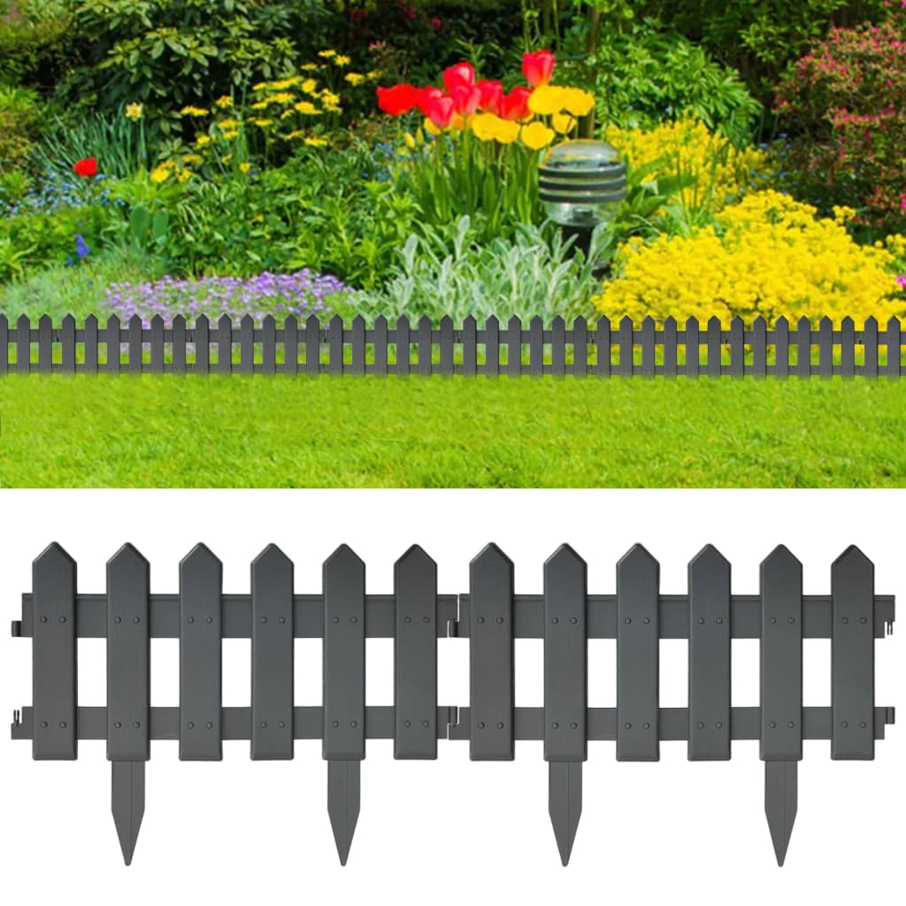 Lawn Edgings 25 pcs Anthracite 10 m PP - Discount Dealers