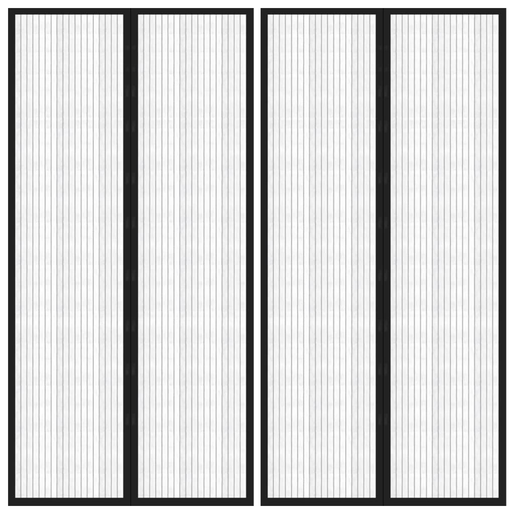 Insect Door Curtains 2 Pcs with Magnet Blocks Black 220x100cm - Design Hut