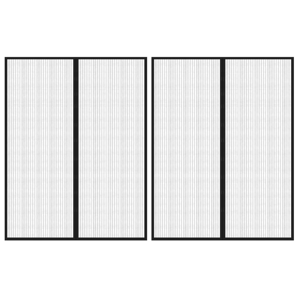 Insect Door Curtains 2 Pcs with Magnet Blocks Black 230x160cm - Design Hut
