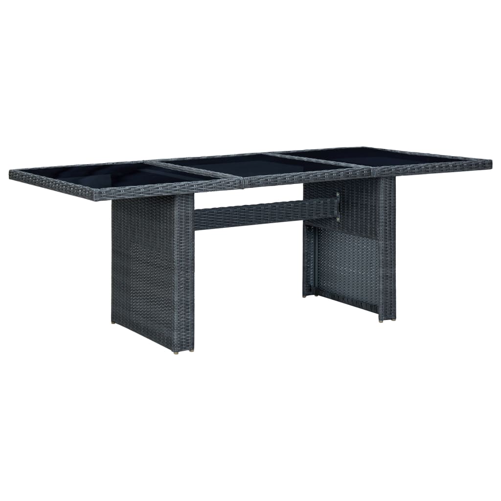 Garden Table Dark Grey Poly Rattan and Tempered Glass - Casper Homes