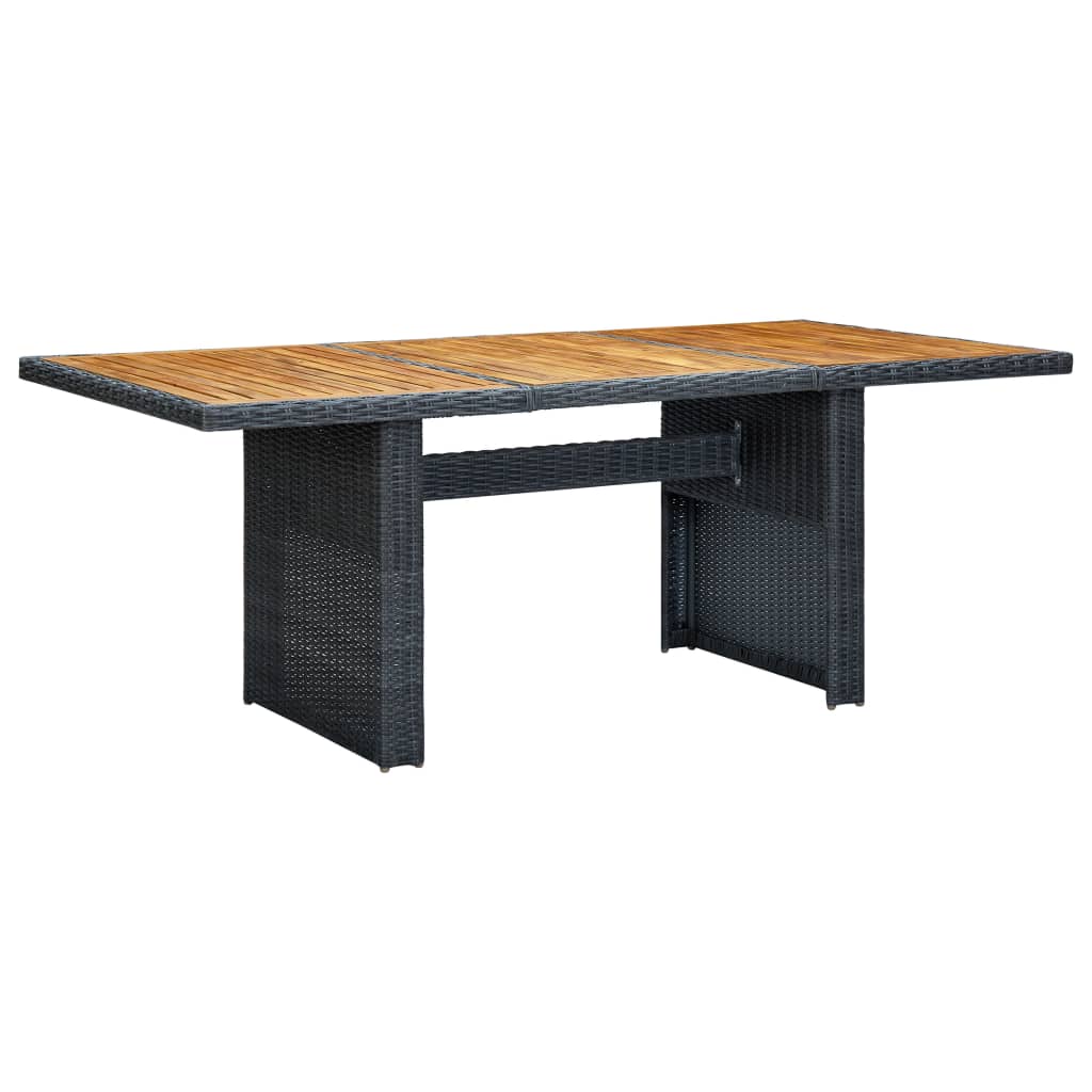 Garden Table Dark Grey Poly Rattan and Solid Acacia Wood - Merlin Deals