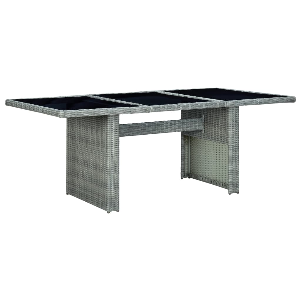 Garden Table Light Grey Poly Rattan and Tempered Glass - Tyrell & Tyrell