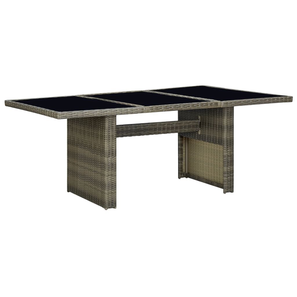 Garden Table Brown Poly Rattan and Tempered Glass - The Home Maker