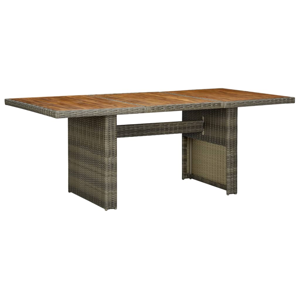 Garden Table Brown Poly Rattan and Solid Acacia Wood - Discount Dealers