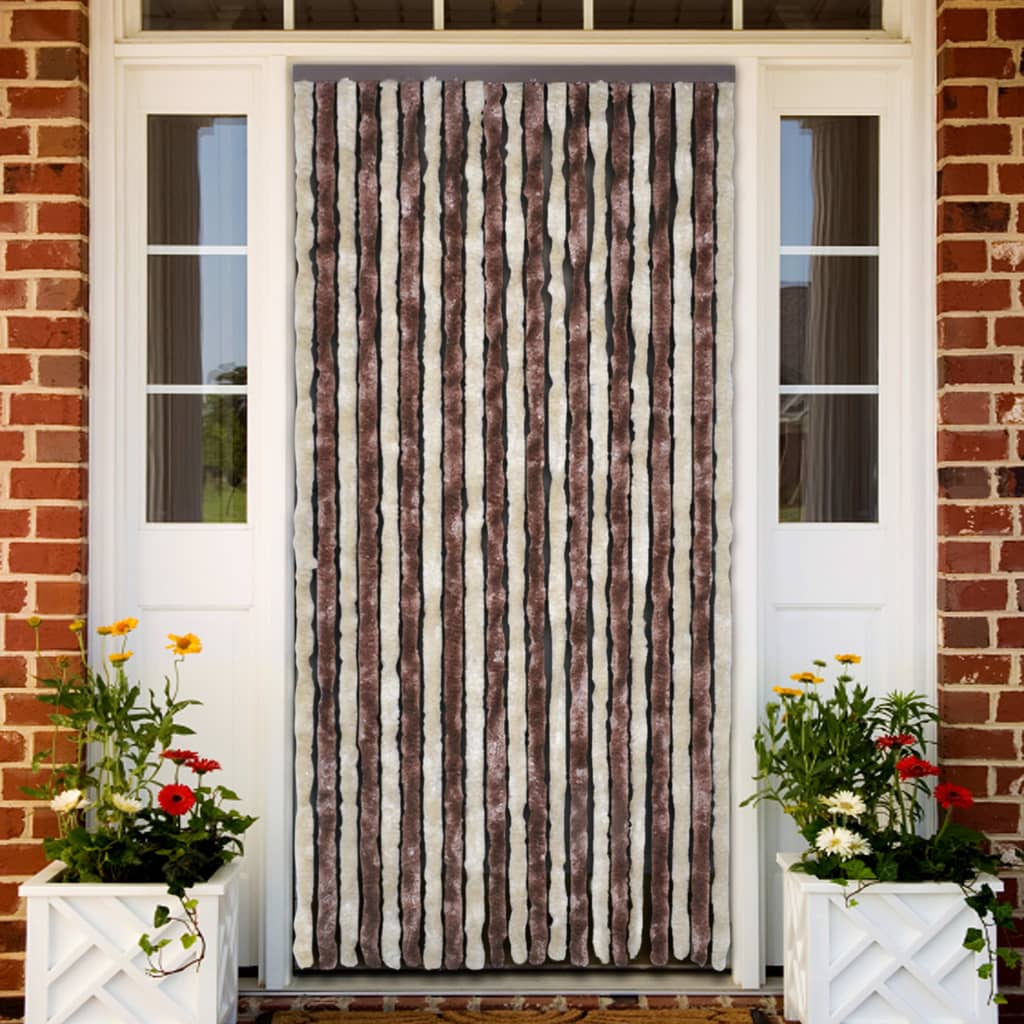 Insect Curtain Beige and Light Brown 56x200 cm Chenille - Design Hut