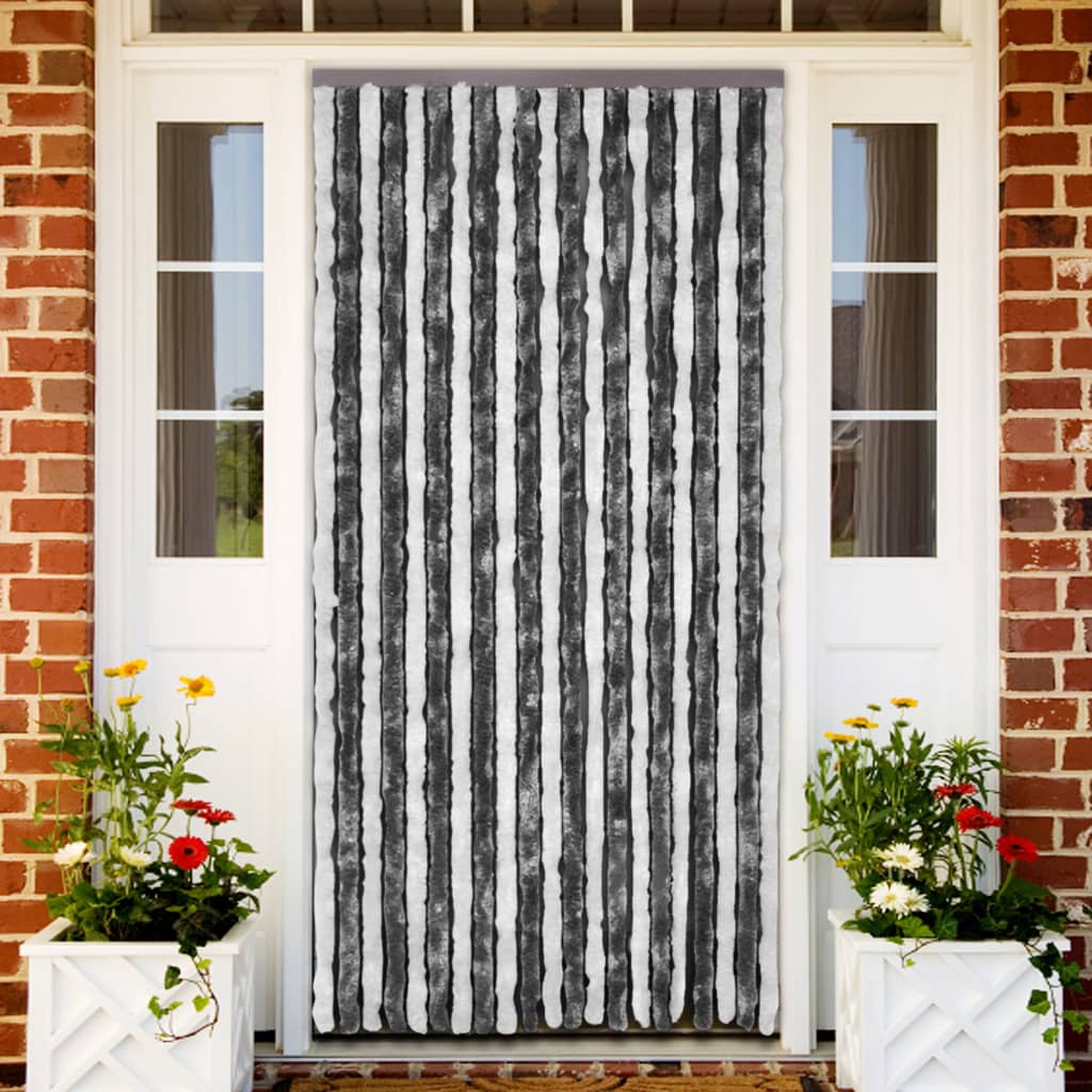 Insect Curtain Grey and White 90x200 cm Chenille - Unbeatable Bargains