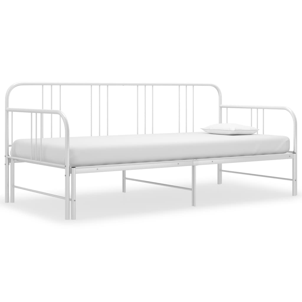 Pull-out Sofa Bed Frame White Metal 90x200 cm - All Things Good