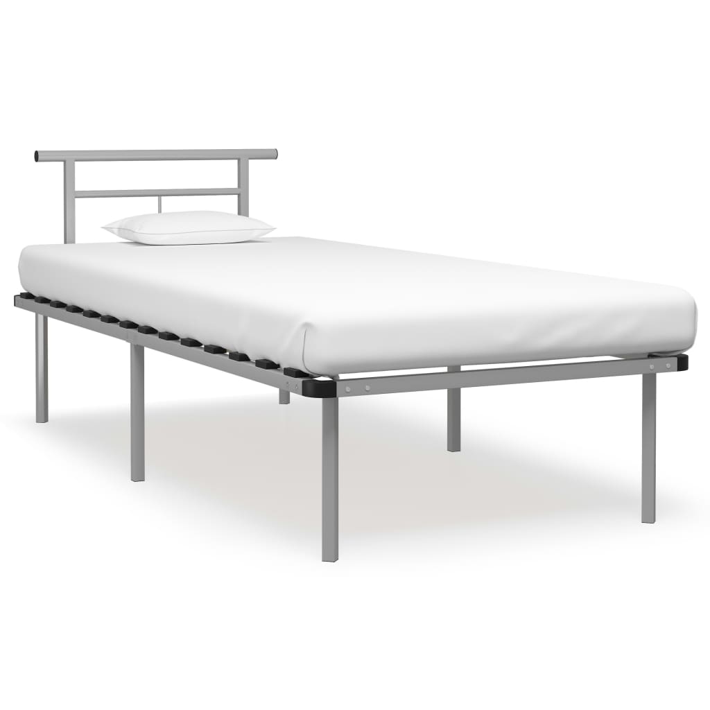 Bed Frame Grey Metal 90x200 cm - All Things Good