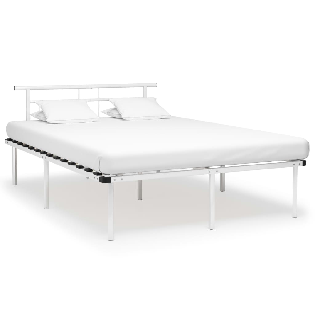 Bed Frame White Metal 140x200 cm - Brittle & Co