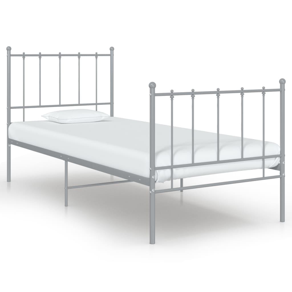 Bed Frame Grey Metal 100x200 cm - Style and Chic
