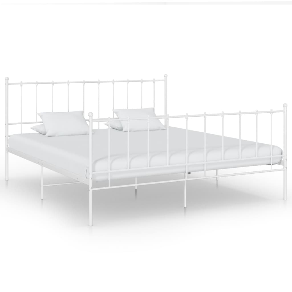 Bed Frame White Metal 140x200 cm - The Home Maker