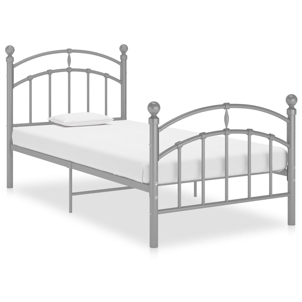 Bed Frame Grey Metal 90x200 cm - Sid & Sam