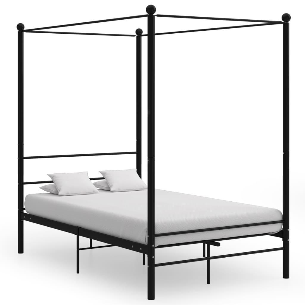 Canopy Bed Frame Black Metal 120x200 cm - Brittle & Co