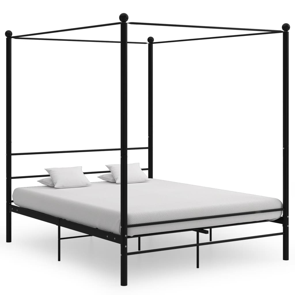 Canopy Bed Frame Black Metal 160x200 cm - Merkel Designers