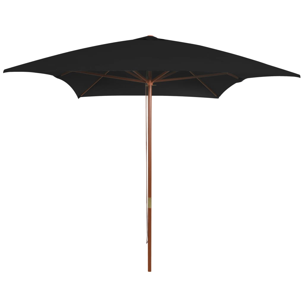 Outdoor Parasol with Wooden Pole Black 200x300 cm - R and M Furniture