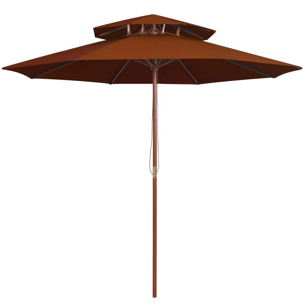 Double Decker Parasol with Wooden Pole Terracotta 270 cm - Merkel Designers